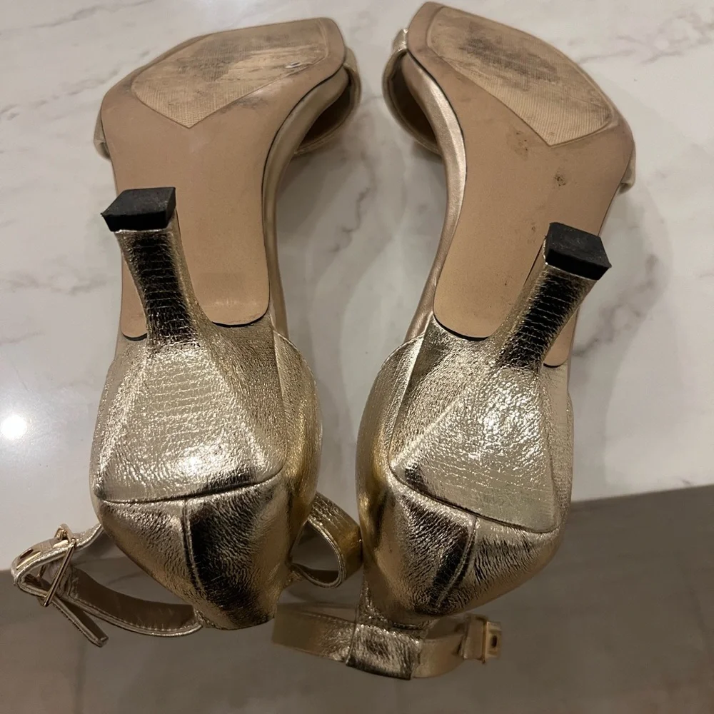 Franco Sarto Metallic Gold Heeled Sandals - Picture 8 of 9
